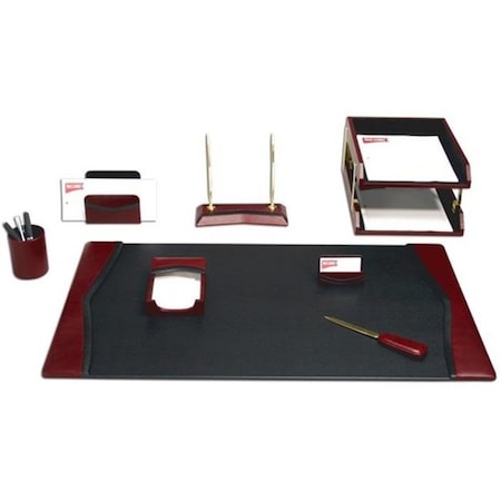 Dacasso Dacasso D7020 Burgundy Leather 10-Piece Desk Set D7020